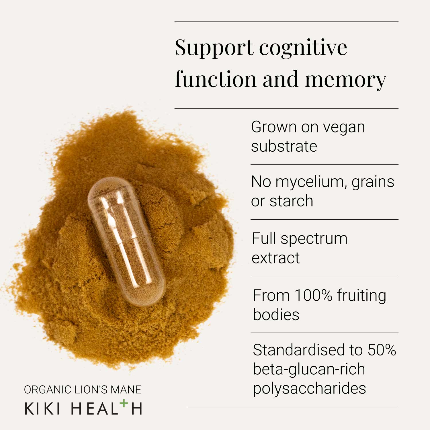 Organic Lion's Mane Extract Mushroom - 60 Vegicaps