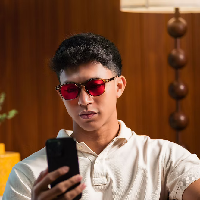Red Lens Glasses - Grey Frame