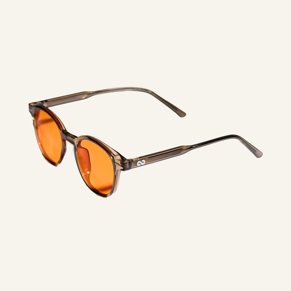 Orange Lens Glasses - Brown Frame