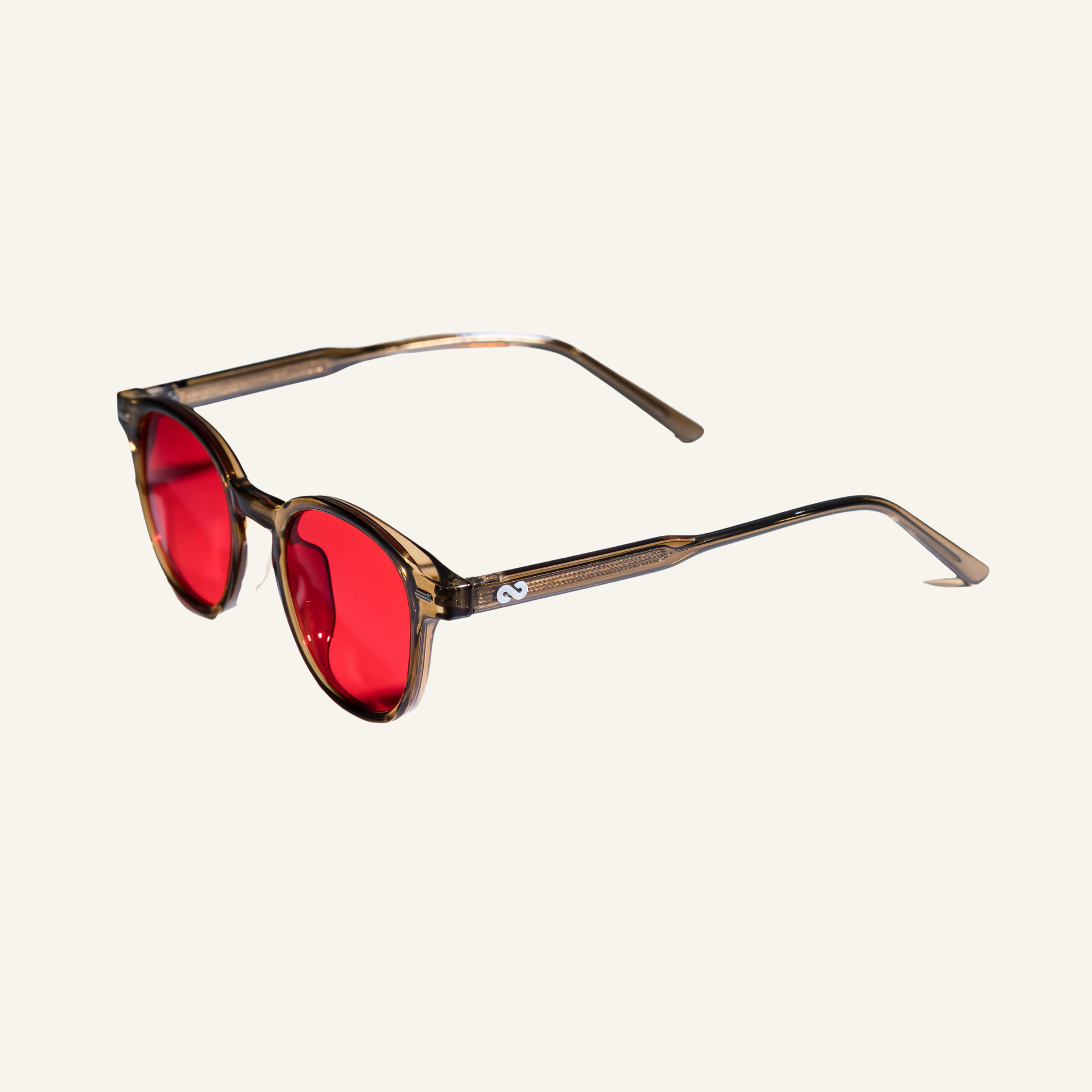 Red Lens Glasses - Brown Frame