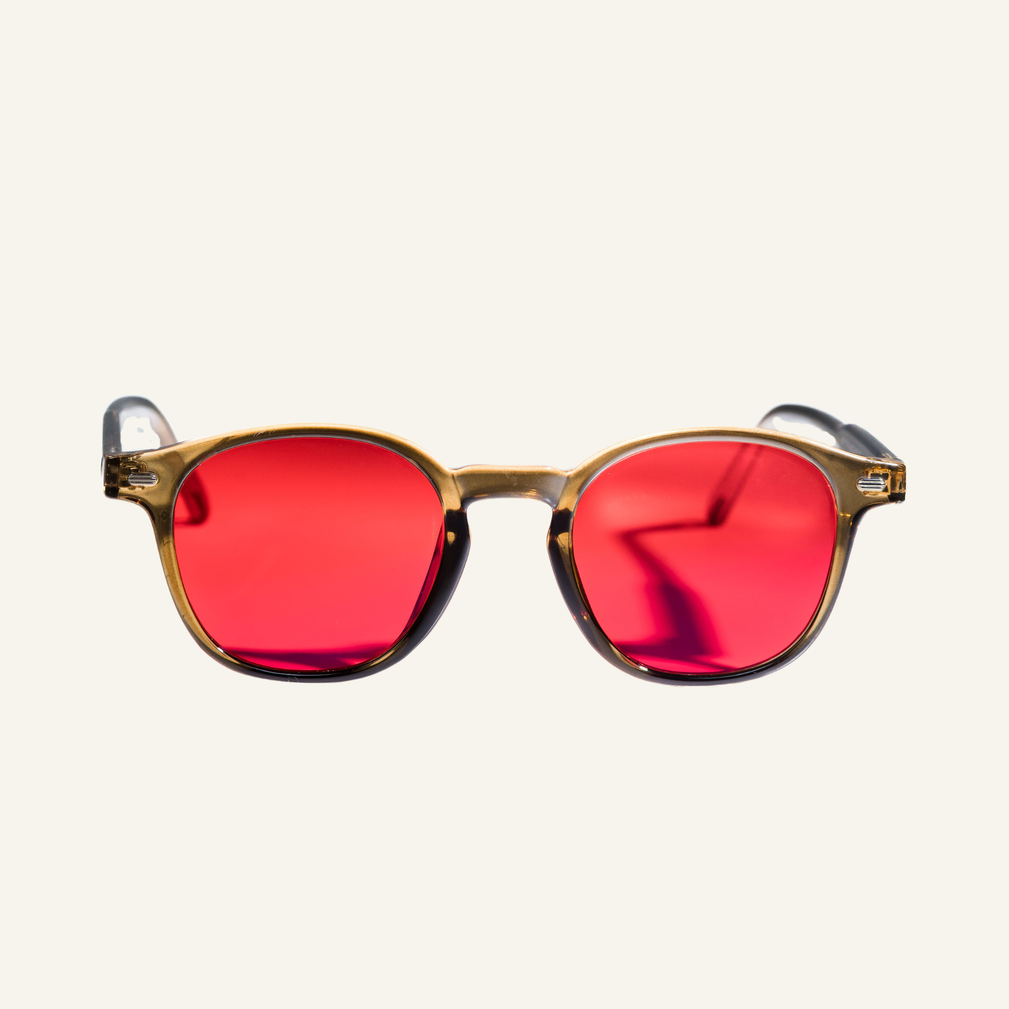 Red Lens Glasses - Brown Frame