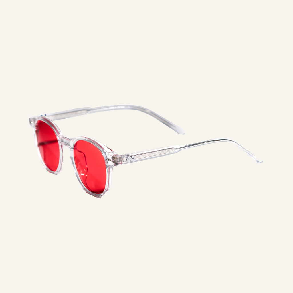 Red Lens Glasses - Clear Frame