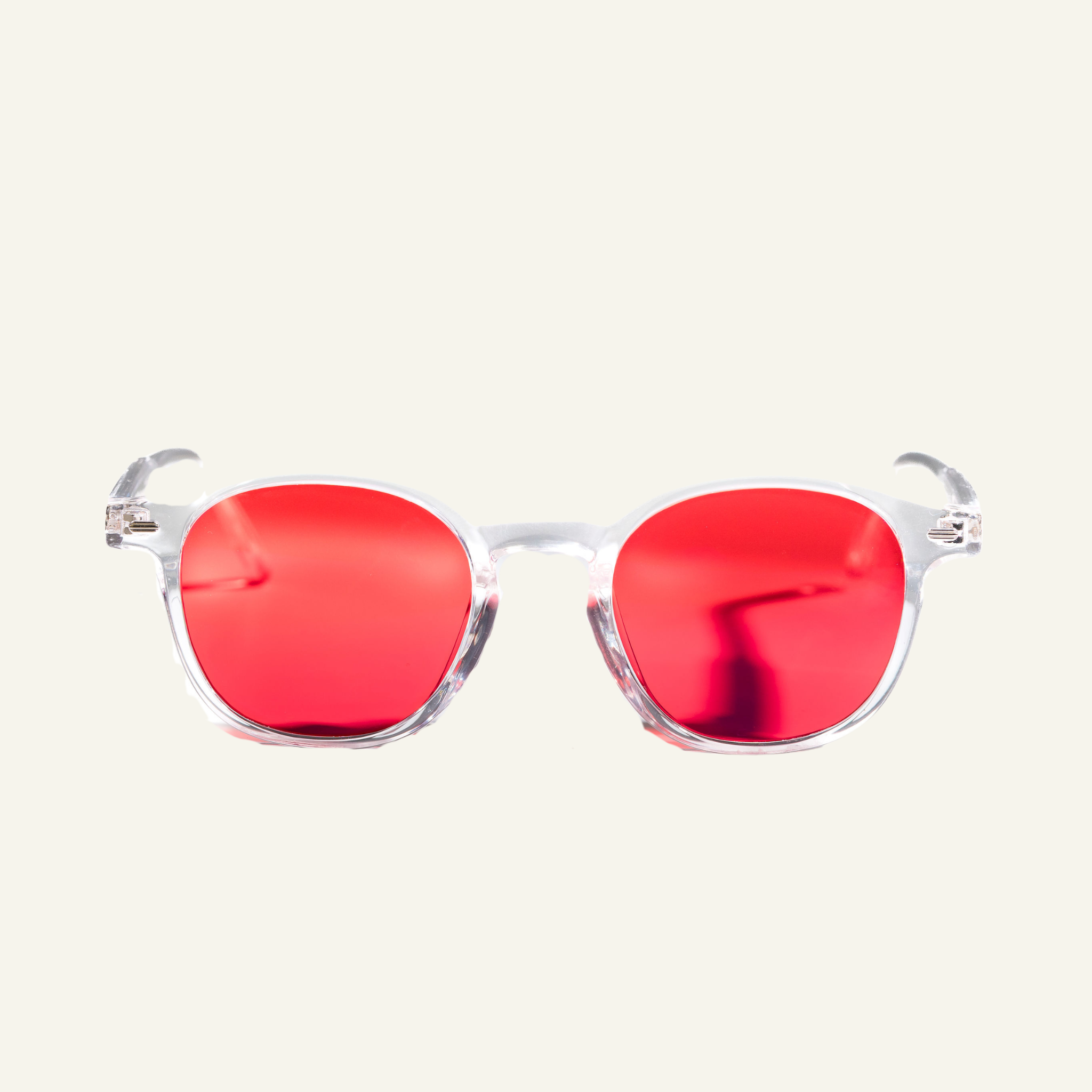 Red Lens Glasses - Clear Frame
