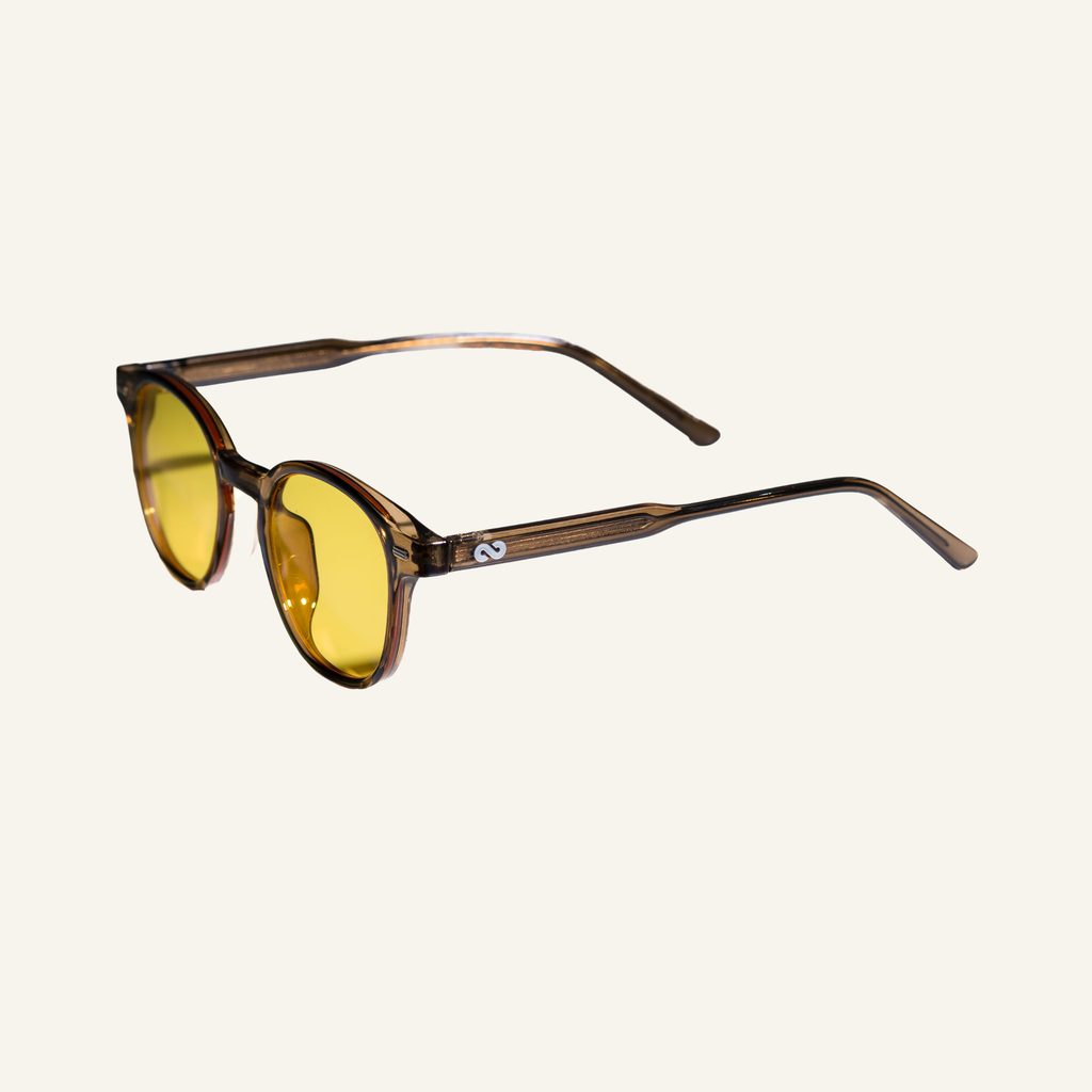 Yellow Lens Glasses - Brown Frame