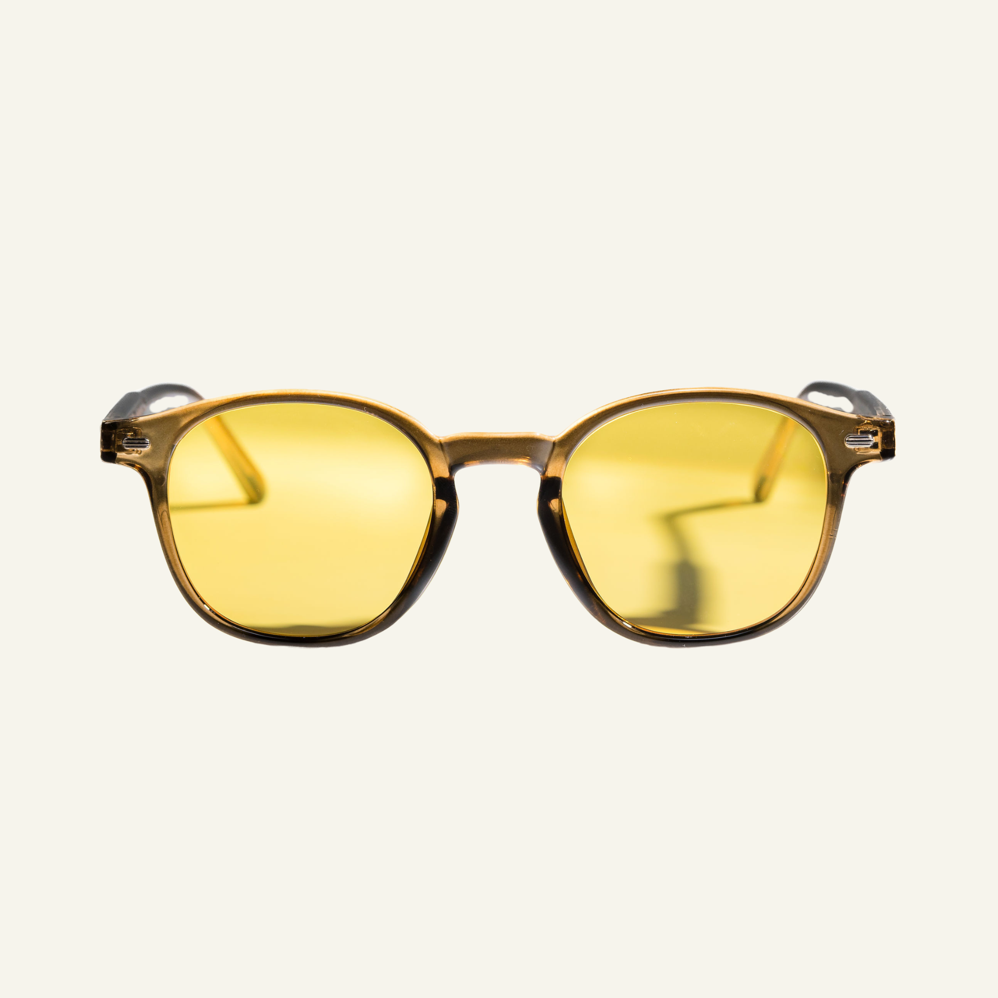 Yellow Lens Glasses - Brown Frame