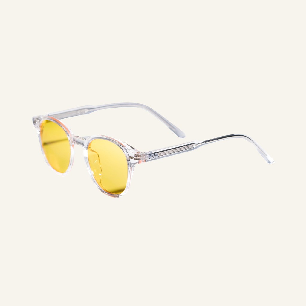 Yellow Lens Glasses - Clear Frame