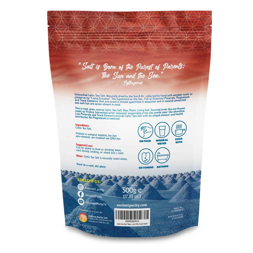 Celtic Sea Salt - Coarse Whole Real Salt | France | 500g